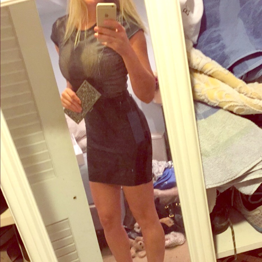 Bebe Faux Leather Bandage Dress